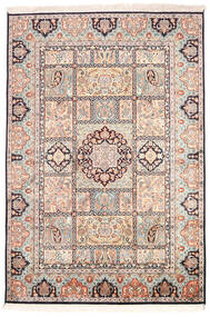  Kashmir Ren Silke Teppe 126X185 Ekte Orientalsk Håndknyttet Beige/Lys Grå (Silke, India)