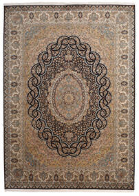  Kashmir Ren Silke Teppe 218X307 Ekte Orientalsk Håndknyttet Brun/Mørk Grå (Silke, India)