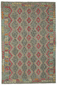  Kelim Afghan Old Style Teppe 202X294 Ekte Orientalsk Håndvevd Mørk Grønn (Ull, Afghanistan)