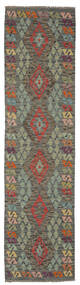  Kelim Afghan Old Style Teppe 77X294 Ekte Orientalsk Håndvevd Teppeløpere Mørk Grønn/Svart (Ull, Afghanistan)