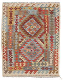  Kelim Afghan Old Style Teppe 105X132 Ekte Orientalsk Håndvevd Mørk Brun/Lysbrun (Ull, Afghanistan)