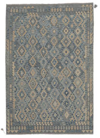  Kelim Afghan Old Style Teppe 201X296 Ekte Orientalsk Håndvevd Svart/Hvit/Creme (Ull, Afghanistan)