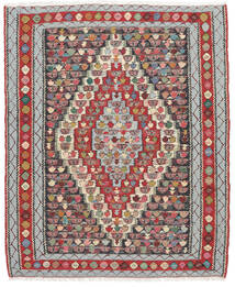  Kelim Senneh Teppe 128X152 Ekte Orientalsk Håndvevd Mørk Brun/Mørk Rød (Ull, Persia/Iran)