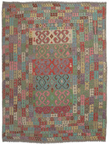  Kelim Afghan Old Style Teppe 258X340 Ekte Orientalsk Håndvevd Mørk Brun/Mørk Grønn Stort (Ull, Afghanistan)