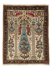  Kashmar Teppe 146X184 Ekte Orientalsk Håndknyttet Mørk Brun/Svart (Ull, Persia/Iran)