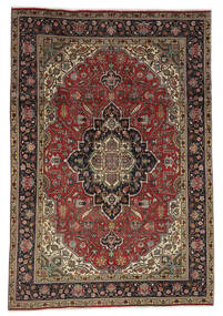  Tabriz Teppe 198X290 Ekte Orientalsk Håndknyttet Svart/Mørk Brun (Ull, Persia/Iran)