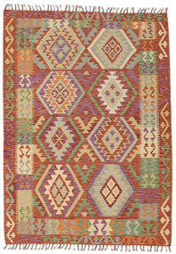  Kelim Afghan Old Style Teppe 125X173 Ekte Orientalsk Håndvevd Mørk Rød/Oransje (Ull, )