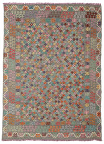  Kelim Afghan Old Style Teppe 252X343 Ekte Orientalsk Håndvevd Mørk Brun/Mørk Grønn/Svart Stort (Ull, Afghanistan)