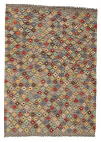  Kelim Afghan Old Style Teppe 124X173 Ekte Orientalsk Håndvevd Mørk Brun/Brun (Ull, Afghanistan)