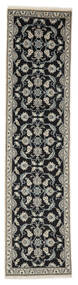  Nain Teppe 74X308 Ekte Orientalsk Håndknyttet Teppeløpere Svart/Mørk Grå (Ull, Persia/Iran)