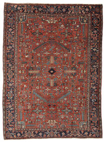  Antikke Heriz Ca. 1920 Teppe 219X296 Ekte Orientalsk Håndknyttet Svart/Mørk Brun (Ull, Persia/Iran)