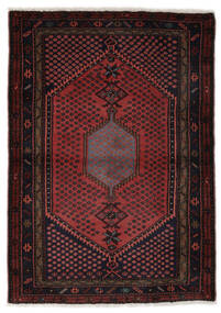  Hamadan Teppe 105X148 Ekte Orientalsk Håndknyttet Svart, Mørk Rød (Ull, Persia/Iran)