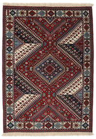  Persisk Yalameh Teppe 100X144 Svart/Mørk Rød (Ull, Persia/Iran)