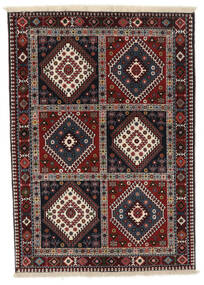  Yalameh Teppe 103X147 Ekte Orientalsk Håndknyttet Svart/Mørk Brun (Ull, Persia/Iran)