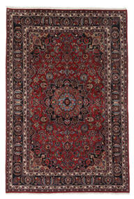 Mashad Teppe 192X288 Ekte Orientalsk Håndknyttet Svart, Mørk Rød (Ull, Persia/Iran)