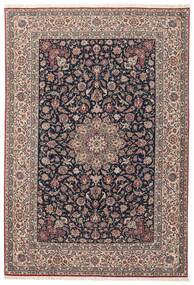  Isfahan Silkerenning Teppe 215X305 Ekte Orientalsk Håndknyttet Mørk Brun/Svart ( Persia/Iran)