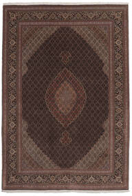  Tabriz 50 Raj Teppe 205X295 Ekte Orientalsk Håndknyttet Svart/Mørk Rød (Ull/Silke, Persia/Iran)
