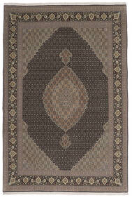  Tabriz 50 Raj Teppe 196X290 Ekte Orientalsk Håndknyttet Svart/Mørk Brun (Ull/Silke, Persia/Iran)