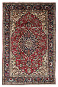  Tabriz Teppe 204X306 Ekte Orientalsk Håndknyttet Svart/Mørk Brun (Ull, Persia/Iran)