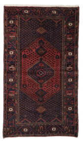  Hamadan Teppe 128X220 Ekte Orientalsk Håndknyttet Svart/Mørk Rød (Ull, )
