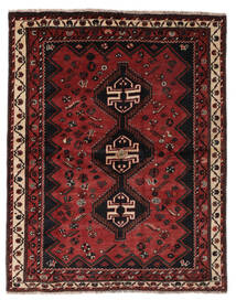  Shiraz Teppe 186X230 Ekte Orientalsk Håndknyttet Svart/Mørk Rød (Ull, )