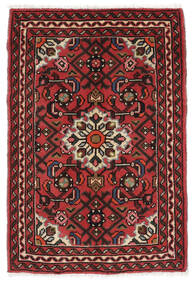 Hosseinabad Teppe 64X94 Svart/Mørk Rød (Ull, Persia/Iran)