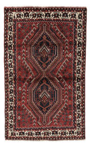 Håndknyttet Shiraz Teppe 101X165 Persisk Ullteppe Svart/Mørk Rød Lite Teppe 