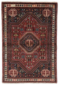  Shiraz Teppe 101X147 Ekte Orientalsk Håndknyttet Svart/Mørk Rød (Ull, )