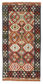  Kelim Afghan Old Style Teppe 100X202 Ekte Orientalsk Håndvevd Svart/Mørk Brun (Ull, Afghanistan)