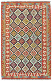  Kelim Afghan Old Style Teppe 126X196 Ekte Orientalsk Håndvevd Grønn/Mørk Rød (Ull, )