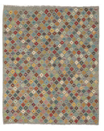  Kelim Afghan Old Style Teppe 151X192 Ekte Orientalsk Håndvevd Mørk Brun/Mørk Grønn (Ull, Afghanistan)