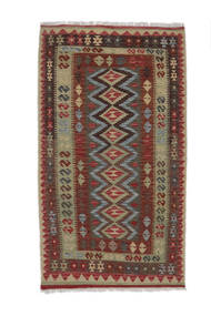  Kelim Afghan Old Style Teppe 98X195 Ekte Orientalsk Håndvevd Svart, Mørk Rød (Ull, Afghanistan)