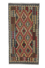  Kelim Afghan Old Style Teppe 97X193 Ekte Orientalsk Håndvevd Mørk Brun/Svart (Ull, Afghanistan)
