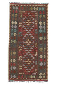  Kelim Afghan Old Style Teppe 104X207 Ekte Orientalsk Håndvevd Svart/Brun (Ull, )