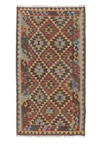  Kelim Afghan Old Style Teppe 102X198 Ekte Orientalsk Håndvevd Mørk Brun/Svart (Ull, Afghanistan)