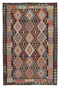  Kelim Afghan Old Style Teppe 197X294 Ekte Orientalsk Håndvevd Mørk Rød/Svart (Ull, )