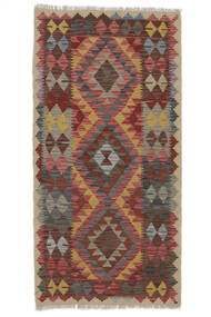  Kelim Afghan Old Style Teppe 93X187 Ekte Orientalsk Håndvevd Teppeløpere Mørk Brun/Hvit/Creme (Ull, Afghanistan)