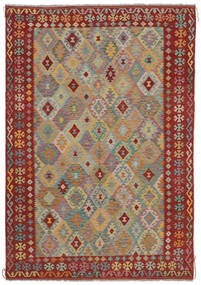  Kelim Afghan Old Style Teppe 199X286 Ekte Orientalsk Håndvevd Mørk Brun/Brun (Ull, Afghanistan)