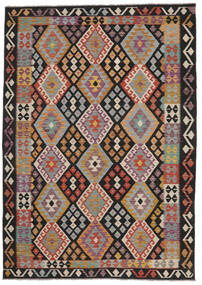  Kelim Afghan Old Style Teppe 201X287 Ekte Orientalsk Håndvevd Mørk Brun/Svart (Ull, Afghanistan)
