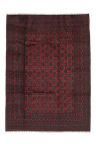  Afghan Fine Teppe 200X280 Ekte Orientalsk Håndknyttet Svart/Mørk Rød (Ull, )