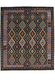 248X290 Kelim Afghan Old Style Teppe Orientalsk Svart/Mørk Grå (Ull, Afghanistan)