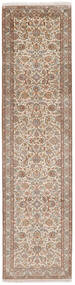  Kashmir Ren Silke Teppe 80X312 Ekte Orientalsk Håndknyttet Teppeløpere Mørk Brun/Brun (Silke, India)