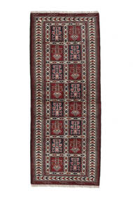  Turkaman Teppe 83X201 Ekte Orientalsk Håndknyttet Teppeløpere Svart/Mørk Rød (Ull, )