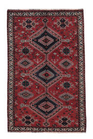  Shiraz Teppe 154X241 Ekte Orientalsk Håndknyttet Svart/Mørk Rød (Ull, Persia/Iran)