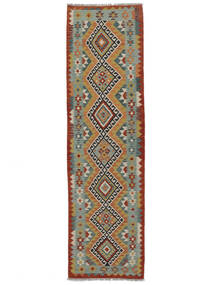  Kelim Afghan Old Style Teppe 85X299 Ekte Orientalsk Håndvevd Teppeløpere Brun/Grønn (Ull, )