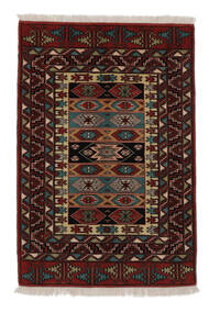 Turkaman Teppe 84X122 Ekte Orientalsk Håndknyttet Svart/Hvit/Creme (Ull, Persia/Iran)