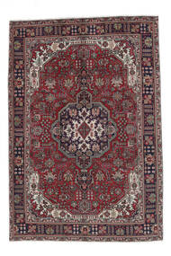  Tabriz Teppe 198X289 Ekte Orientalsk Håndknyttet Svart, Mørk Rød (Ull, Persia/Iran)