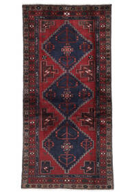  Hamadan Teppe 100X206 Ekte Orientalsk Håndknyttet Svart, Mørk Rød (Ull, Persia/Iran)