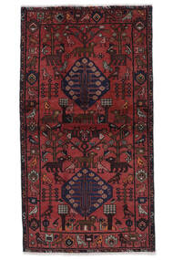  Hamadan Teppe 109X202 Ekte Orientalsk Håndknyttet Svart, Mørk Rød (Ull, Persia/Iran)
