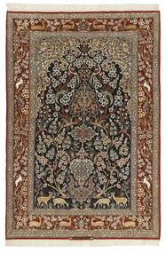 Isfahan Silkerenning Teppe 115X183 Brun/Svart ( Persia/Iran)